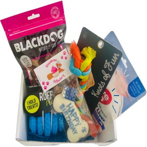 The Birthday Hamper is packed with goodies for your dog's special day.